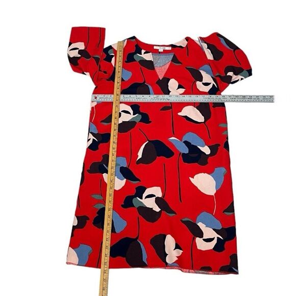 BODEN Red Floral Dress Easy Notch Shift Pockets Loose Fit Womens Size 10 R - Picture 6 of 11